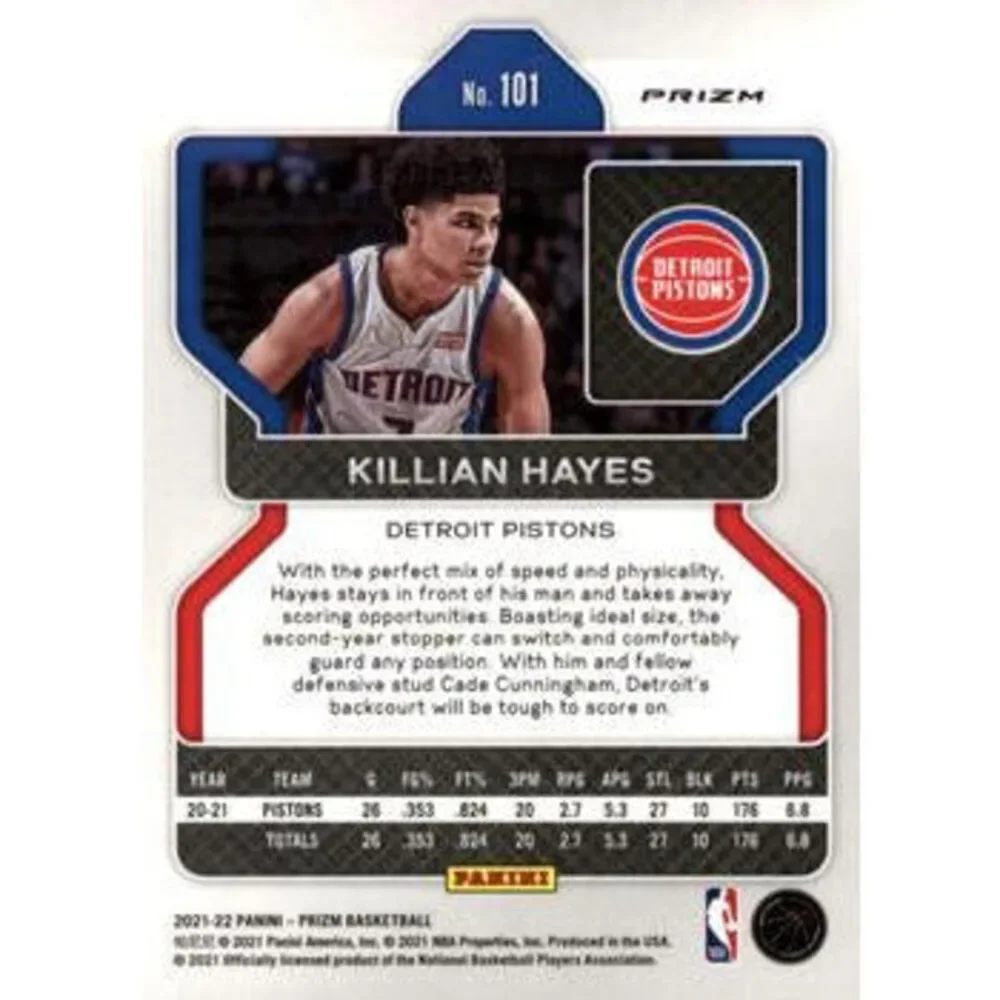 2021-22 Panini Silver Prizm Killian Hayes 101 Detroit Pistons